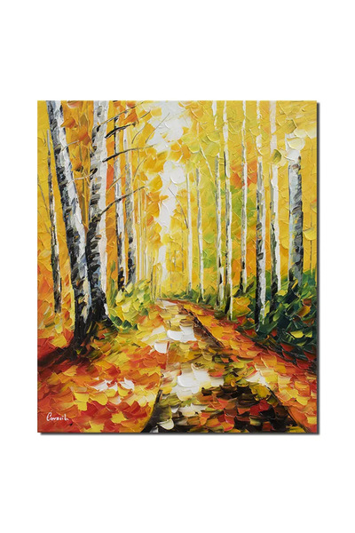 artnova Ръчно рисувана картина на бреза, Спокойствие, 60x50см, маслени бои въ...