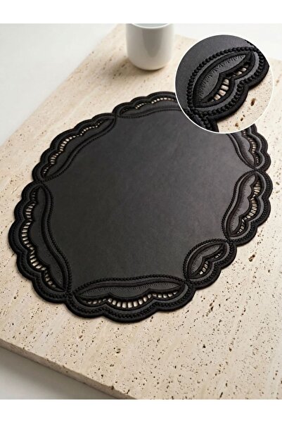Casare Aura Embroidered Leather American Service Set - Black