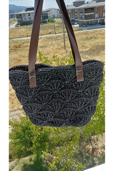 İlmek anne butik Hasır örgü kadın omuz çanta Bohem Midye Model el yapımı şehi...
