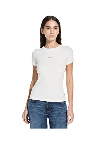 Guess Jeans Short Sleeve Embroidered Slim Top