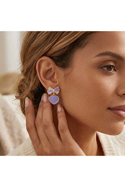 HOBİSY GIFT SHOP Bowknot Heart Steel Earrings |   Anti-Tarnish Gold Plated Pu...