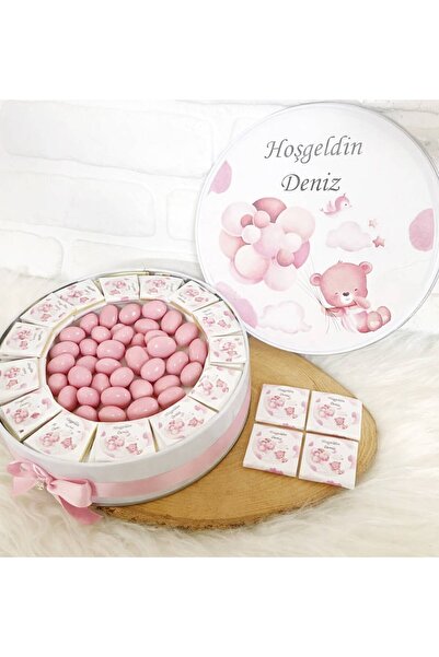 Sweet Story 150 Adet+200 Gr Drajeli Pembe Bulutta Ayıcık Temalı İsme Özel Hoş...