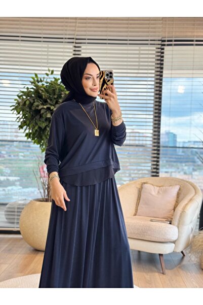 ALANURMODA 14420 طقم تنورة قصيرة مع تول وبلوزة قصيرة باللون الأسود