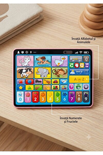 OEM Tableta Educativa Interactiva pentru Copii cu Sunete Animale Litere si Cifre
