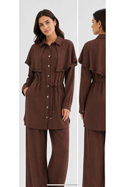 PAYİNİ 547-115 Women's Ruffled Detail Tight Suit
