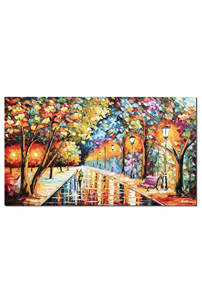 artnova Ръчно рисувана картина на влюбени за всекидневна, На алея с фенери, 1...