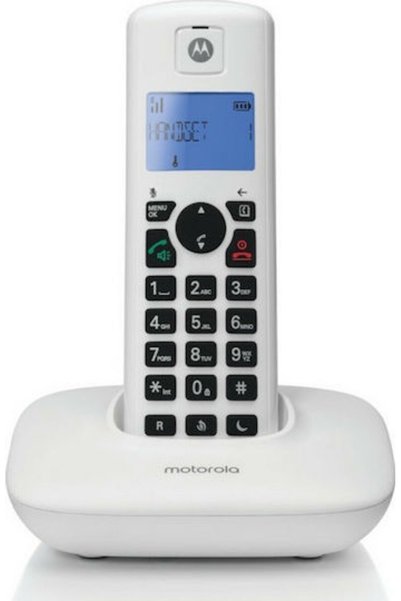 Motorola T401+ Ασύρματο Τηλέφωνο με Ελληνικό Μενού Λευκό