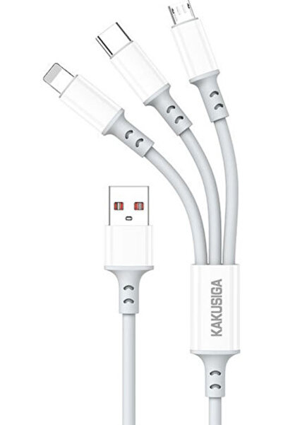 KAKUSİGA Καλώδιο USB σε Type-C / Lightning / micro USB 5A Λευκό 1.2μ KSC-1025