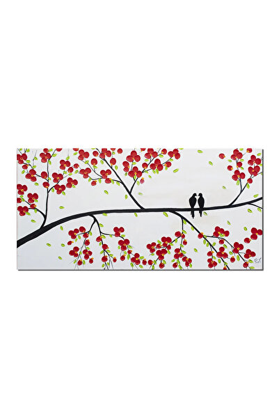 artnova Картина с птици на клон, ръчно рисувана, Пролетен трелин, 120x60см, м...