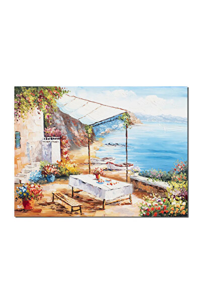 artnova Ръчно рисувана картина на крайбрежна тераса, Ъгълът на Небето, 80x60с...