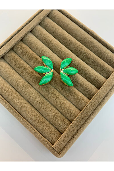 Alışveriş Kasabası Flower Figured Set Earrings Green