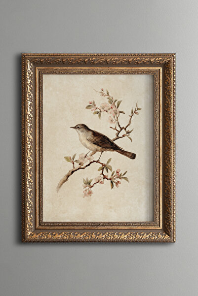 epiqart Birds and Flowers on a Branch - Vintage Patterned Painting - Thick Model