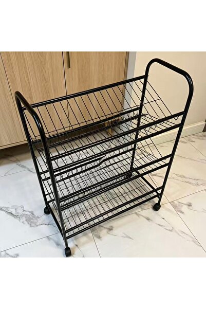 Bleco 3-Tier Slant Wire Storage Cart with Rolling Wheels