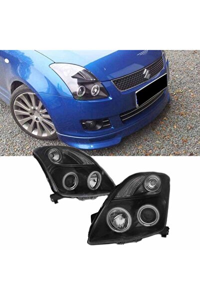 Suzuki Σετ Εμπρόσθιων Προβολέων για Swift 05-10 ccfl Angel Eyes Μαύρο H1/H1So...