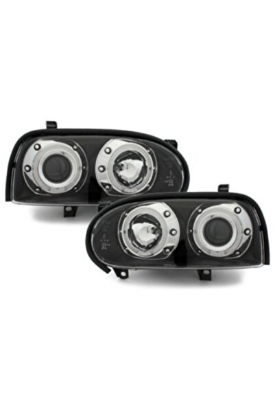 Junyan Μπροστινά φώτα angel eyes για Vw Golf III - μαύρα, με λάμπες (H1) - σε...
