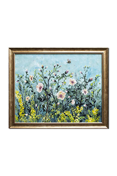 artnova Ръчно рисувана рамкирана картина на цветя в градината, Полов, 55x45см...