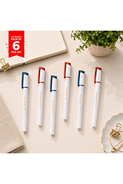 Midi Pack of 6 Fluorescent Double Color Marker Pens with Assorted Colors
