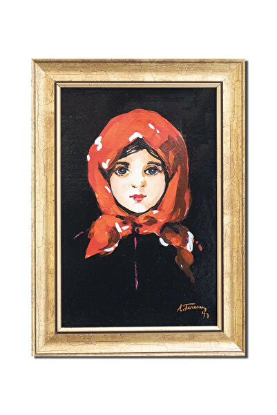 artnova Διάσημος κορνιζαρισμένος ζωγραφισμένος στο χέρι πίνακας, Νεαρή Γυναίκ...