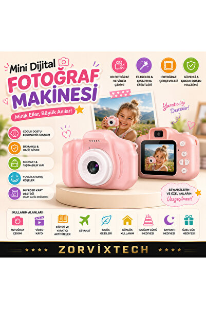 Renkli Çocuk Kamerası Mini Dijital Fotoğraf Makinesi Taşınabilir Tasarım
