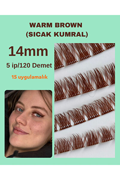 Genel Markalar İpli Kirpik Volüm Sıcak Kumral Kahve 14 mm Ekspres Demet Takma...