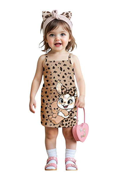 OEM Rochie scurta pentru copii, cu imprimeu leopard kaki, marimea 18-24 M
