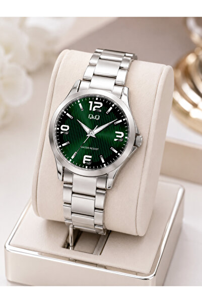 Q&Q Women's Wristwatch Silver Color Green Dial Casual and Stylish Combination...