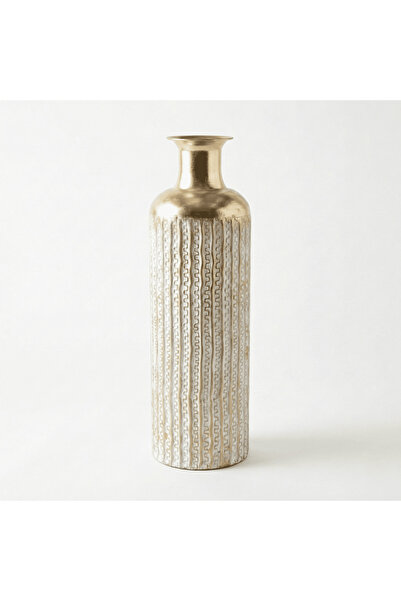 avizemeydanı Beyaz-Gold Karışım Metal Vazo ( 65cm )