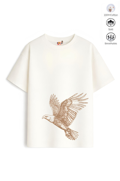 Belya Kids Wear Boy's Oversize Fit Belya Kids Eagle Design B14 Cotton T-Shirt