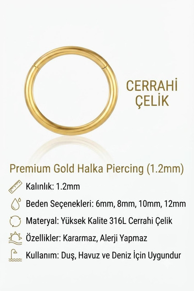 Blisse Piercing Kilitli Mekanizma Halka Cerrahi Çelik Tragus Helix Kıkırdak B...