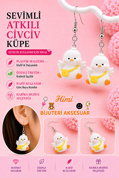himi bijuteri aksesuar Chick with Bag, Cheerful and Cute Animal Figured Dangl...