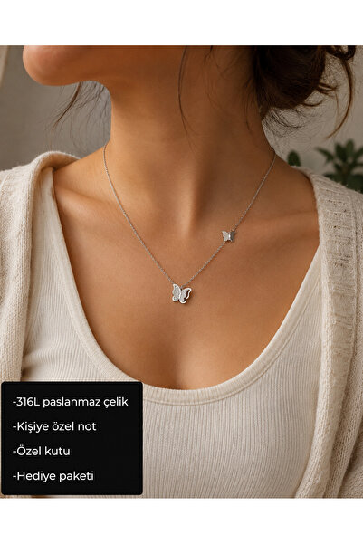 HER ŞEY NOTA www.herseynota.com Velisse Double Butterfly Women's Necklace 316...