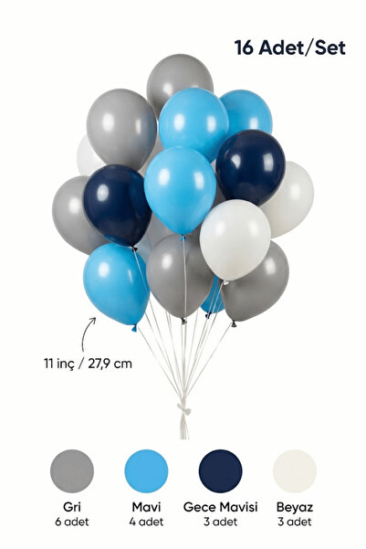 Mielibon Robot Concept Gray Blue Children's Birthday Balloon Set 16 Pieces