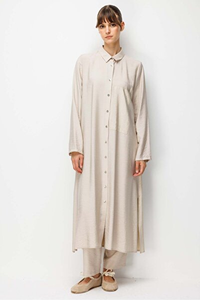 Micca %85 LyoCELL Goldy Desenli Ara Kumaş Garnili Pantalon Maxi Tunik Kombin ...