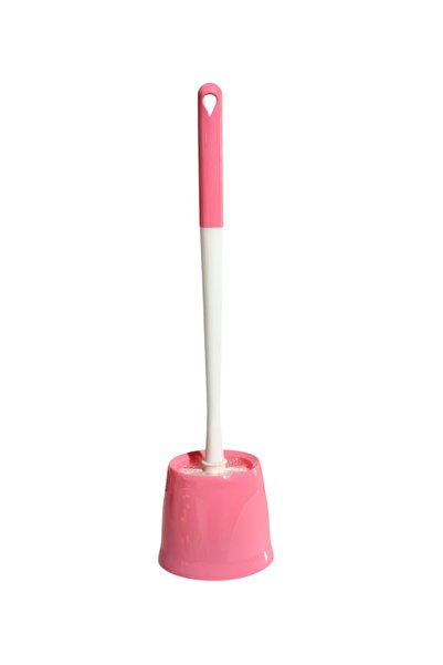 Generic Toilet Brush and Holder Set Pink â€“ Silicone Brush with Non-Slip Lon...