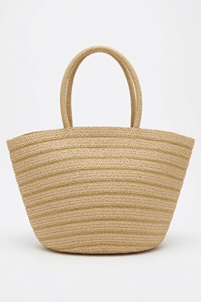 Mollycrush Straw Beach Bag Women's Beige Color Large Size |   Sim Detailed Be...
