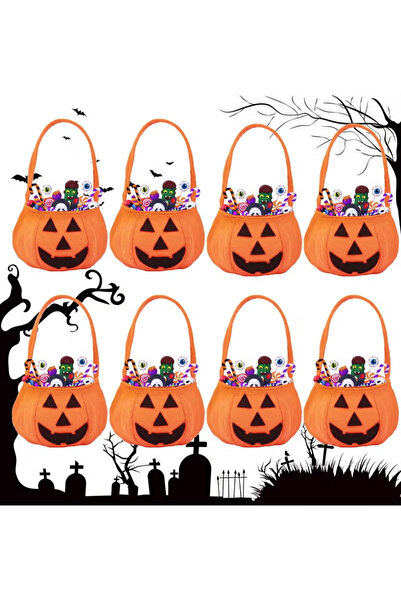 TAPIT Pumpkin Candy Bags Orange for Kids 2-Pack Trick or Treat Reusable Non-W...