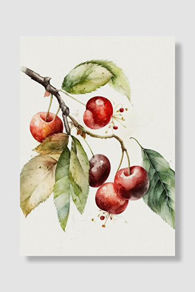 Luna Marissa Poster cu fructe, ramură de cireș, acuarelă, botanică, vintage, ...