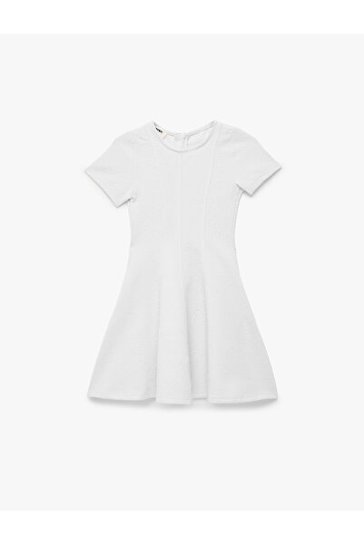 Koton Short Sleeve Crew Neck Pleated Dress