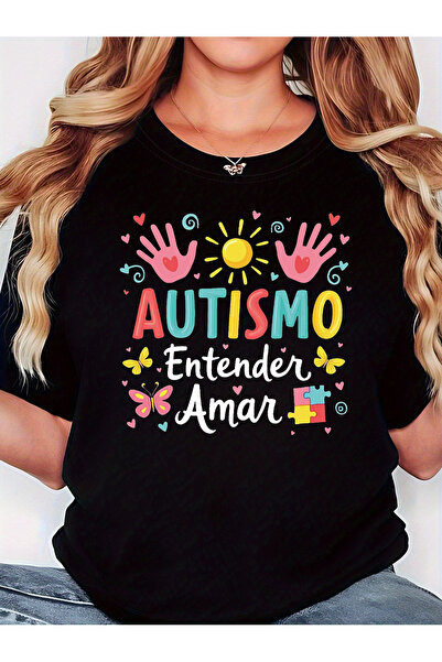 12 HERTZ تي شيرت نسائي بطباعة Autismo Entender Amar، قميص للفعاليات التوعوية ...