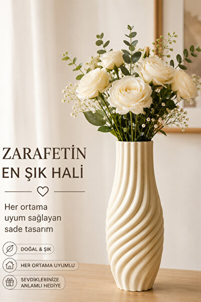 İBERİALHOME Modern Dekoratif Spiral Vazo | Uzun Burgu Tasarım Çiçek Vazosu | ...