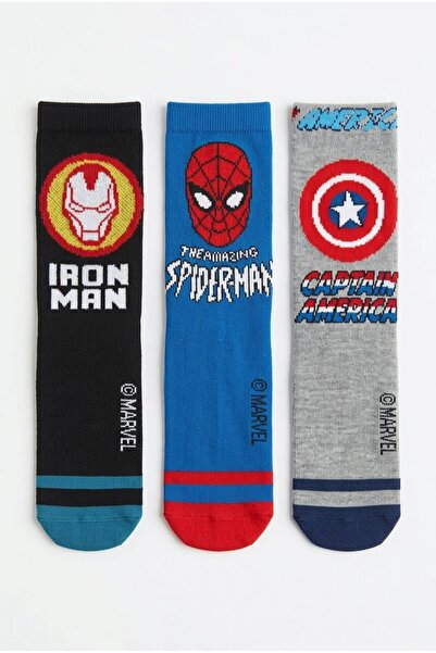 Marvel Avengers Lisanslı Iron Man Captain America ve Spiderman 3’lü Erkek Çoc...