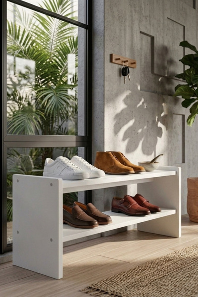 ibrahim suleiman al saqami Modern 2-Tier Wooden Shoe Rack Bench | Polywood Sh...