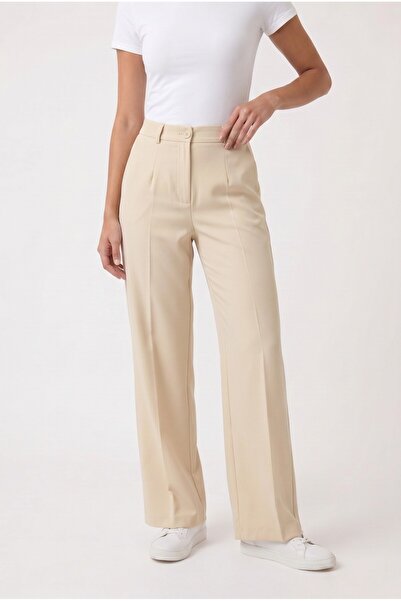 NOTHING Women's High Waist Palazzo Classic Fabric Trousers El-5242