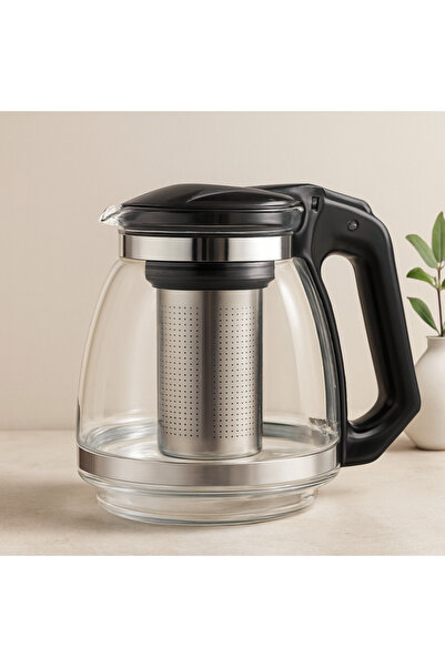 magicool 1500 ml Glass Teapot - with Steel Strainer, Plastic Lid and Handle