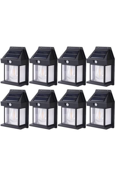 YBOSHOP Set 8 lămpi solare de exterior cu senzor de mișcare, 3 moduri, lumină...