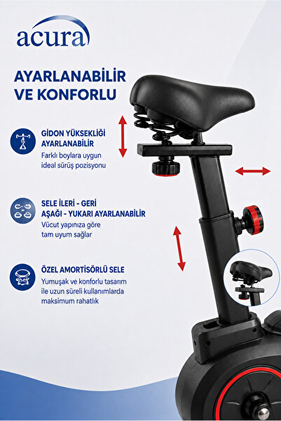 Acura AC-400 Nabız Ölçerli, Ayarlanabilir, Ekstra Konforlu Spin Bike Kondisyon Bisikleti