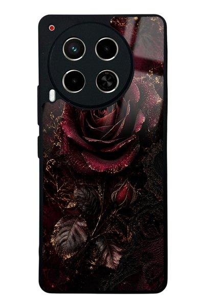 Spoyi Tecno Camon 30 Midnight Velvet Rose Design Glossy Phone Case
