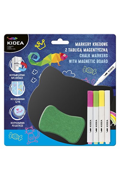 Kidea Set tabla magnetica in forma de urs Kidea, 4 markere, multicolor, 20x20cm