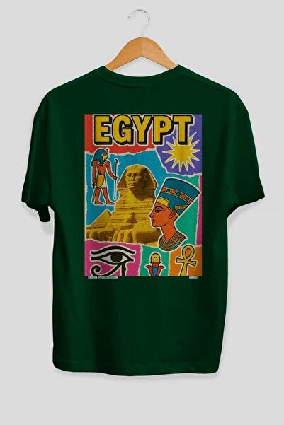 Ankhises Μπλουζάκι Unisex με στάμπα στην πλάτη, σε χρώμα Corn Green, Oversize...