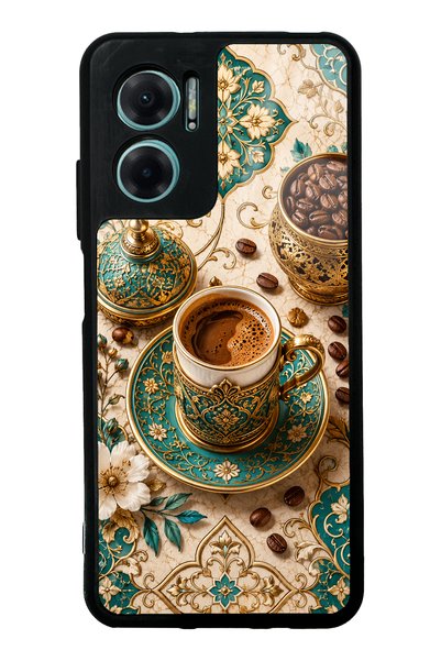 Spoyi حافظة هاتف لامعة بتصميم قهوة عثمانية باللون الفيروزي لهاتف Xiaomi Redmi...